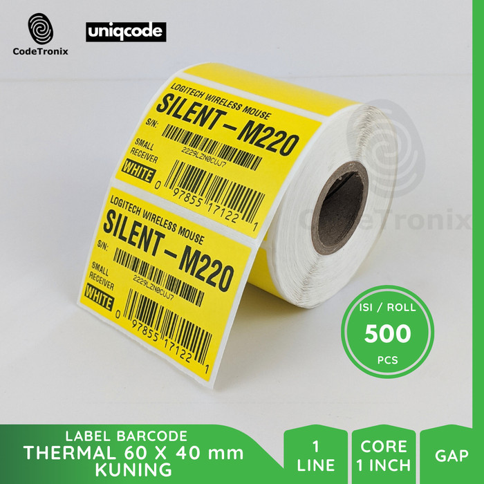 

Label Stiker Kertas Barcode Uniqcode Thermal 60x40mm 1 Line Warna