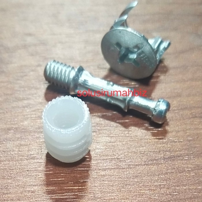 {{{{}}] Furniture Knock Down SET 3pc Skrup Baut Minifix 30mm + Casing + Socket