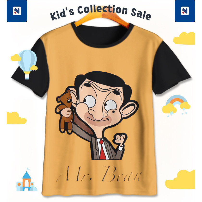 Kaos Anak Mr Bean v3 Baju Film Animasi KartunMr Bean Lucu Anak 3D Printing Untuk Umur 1-12 Tahun - N