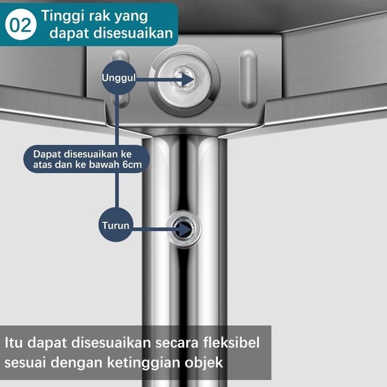 CR - Rak Dapur Stainless Steel /Rak Penyimpanan 5 Tingkat /Rak Dapur Microwave/Rak Barang TERLARIS