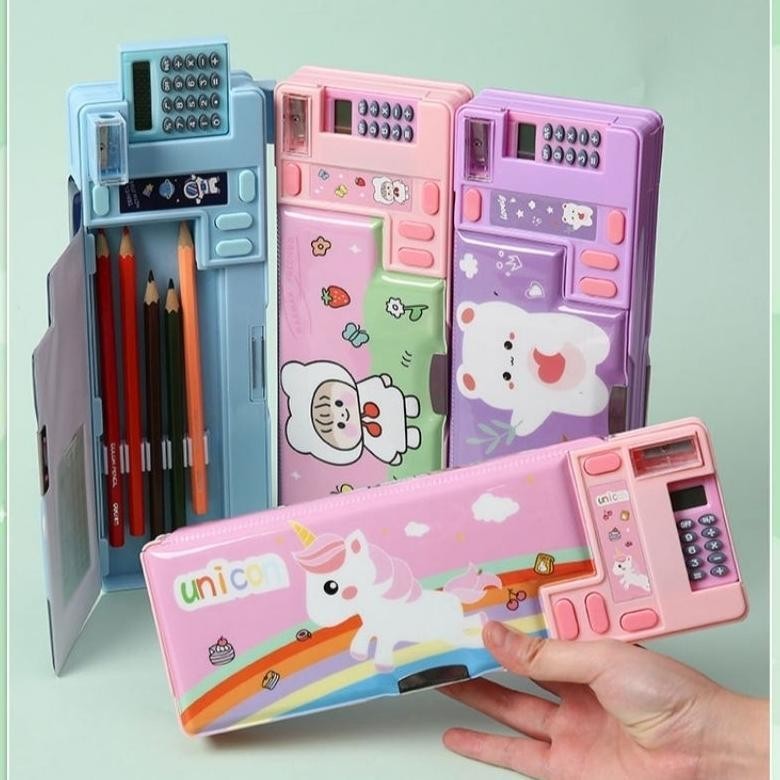 

fg-80 Kotak Pensil Pop Out Kalkulator Pencil Case Hardtop Tempat Pensil Unicorn Astronot Bunny Murah