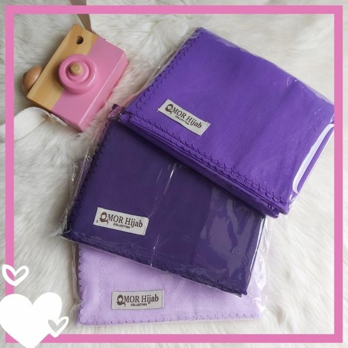 jilbab segiempat voal premium laser cut polos hijab instan ungu purple