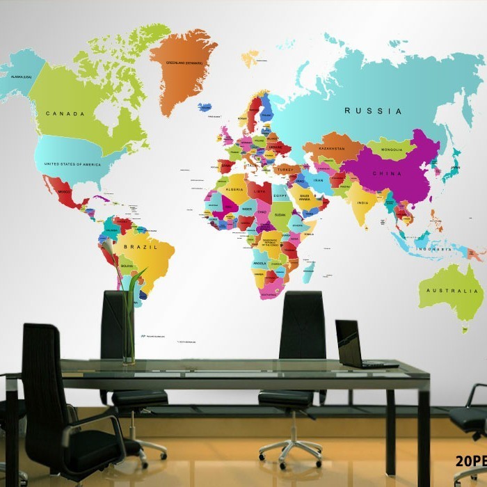 Wallr Dinding 3D Custom Peta Dunia (20-015)