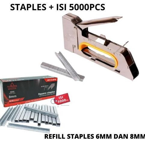 

VIRAL Promo Staples Tembak R23 Paket + Isi 5000pcs 6mm & 8mm Gun Tacker Stapler Staples Perekat Powerfull FREED KU09