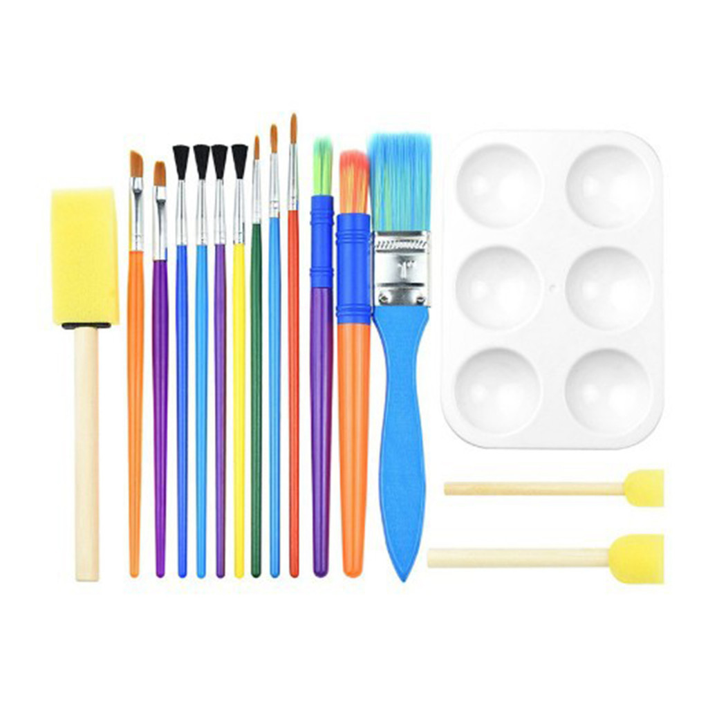 

16PCS Children Paintbrushes Washable Paint Brushes Sponge Painting Brush Set for Toddler Kids Early DIY Learning Toys Finger Paints sponges Art Supplies Gifts for Acrylic Crafts Ro