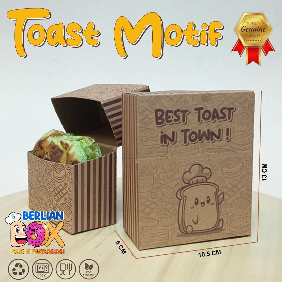 

PROMO Toast Box Motif isi 50 pcs Bahan Kraft Premium / Toast Tray / Dus Roti Bakar / Box Roti Toast / Kemasan Roti Bakar / Or42