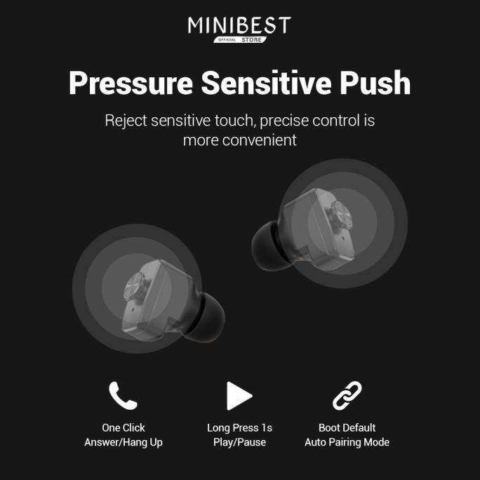 MINIBEST Smartwatch TWS Bluetooth F26 Black Edition Earphone Nirkabel