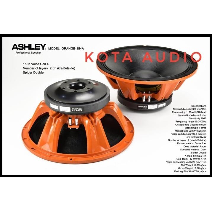 Speaker Komponen Ashley Orange 154A/ Orange 15 A 15Inch Original