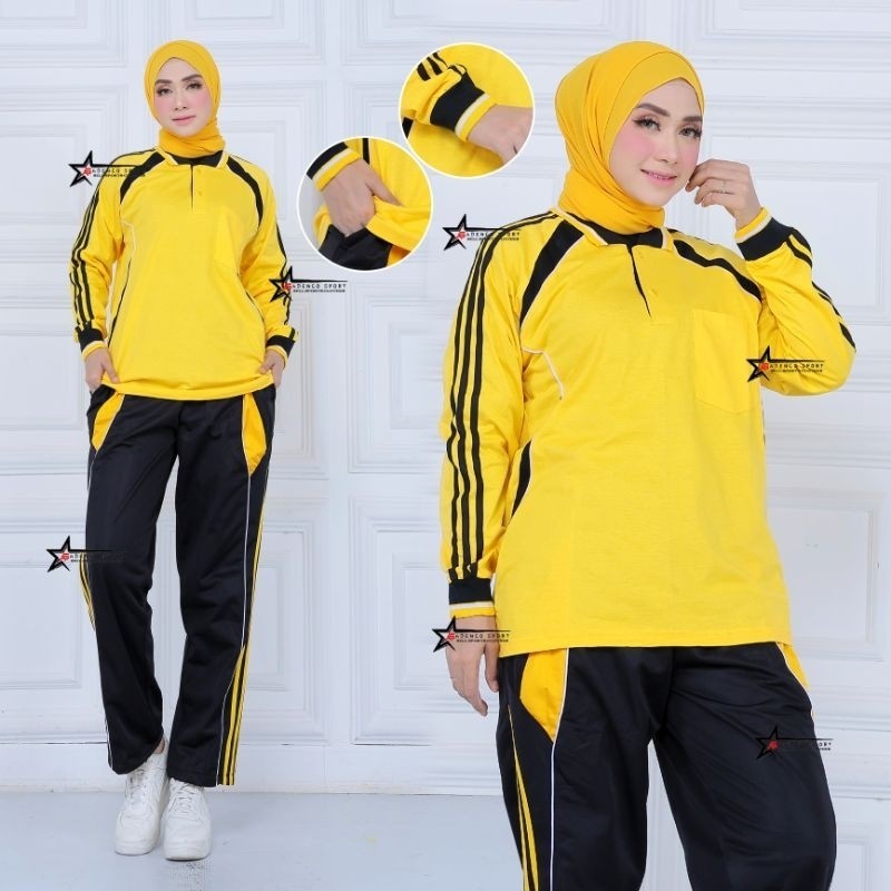 CF5 SETELAN BAJU OLAHRAGA WANITA DAN PRIA / SERAGAM KAOS TRAINING LENGAN PANJANG QDN