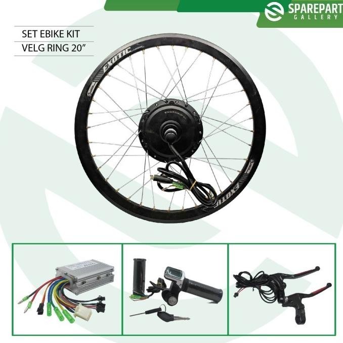 Set Ebike Kit Dinamo motor bldc 36v 350w velg ring20" sepeda listrik