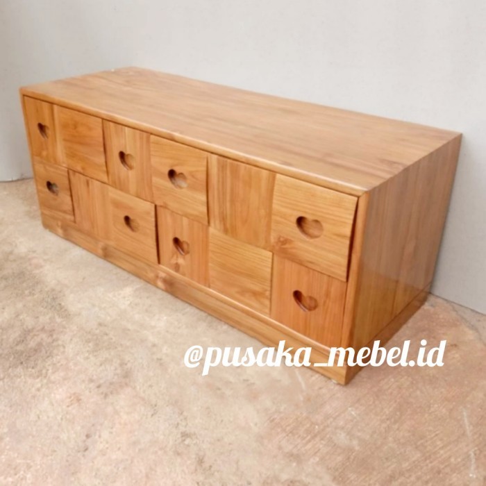 bufet cabinet drawer kayu jati, credenza drawer tv minimalis kayu jati