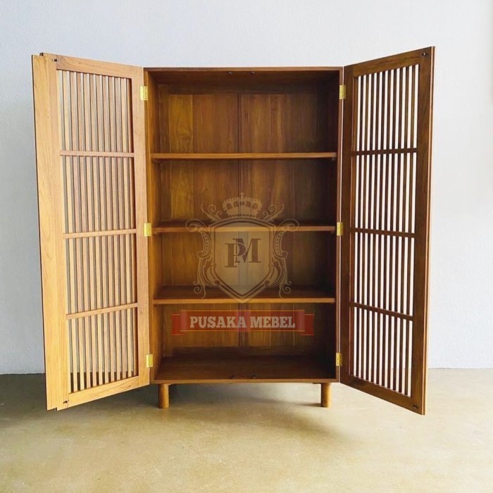 lemari hias vintage, rak buku minimalis kayu, lemari cabinet kayu jati