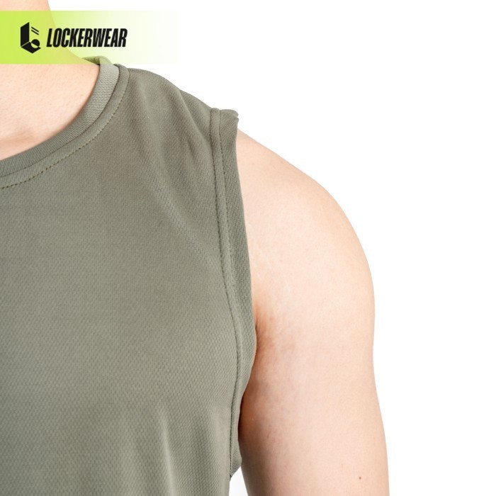 Kaos Singlet Tanktop Sleeveless Dry Fit Baju Olahraga Fitness Gym Pria - Kuning,L