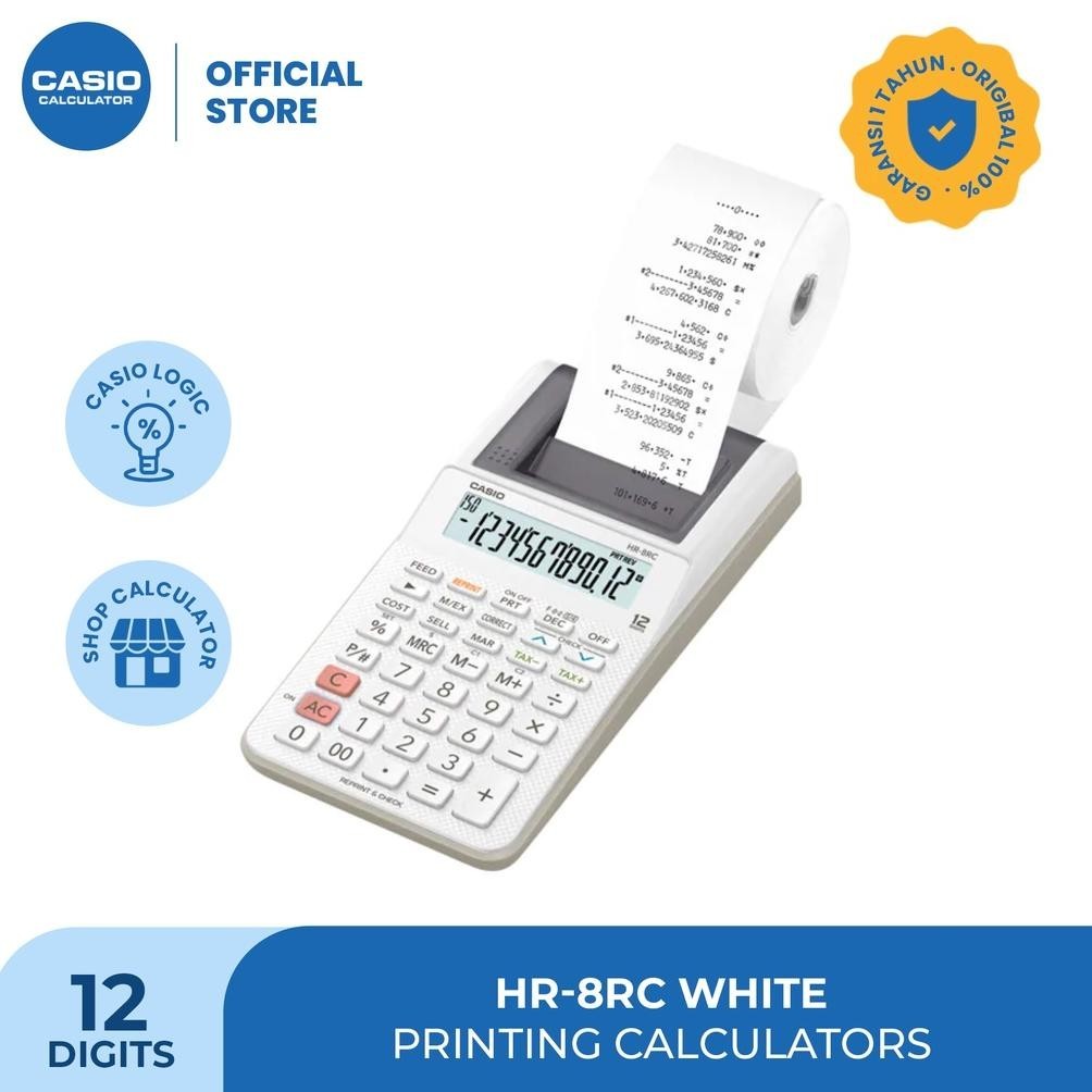 

promooo baru casio kalkulator hr-8rc - putih - kalkulator cetak/kasir - 12 digit
