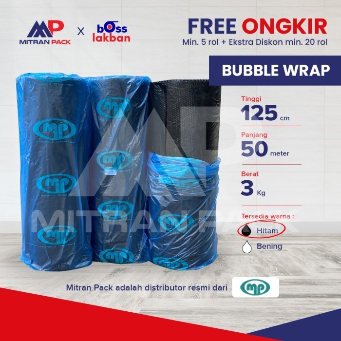 

Terbaru (Gosend / Grab) Bubble Wrap Hitam / Black Muliapack 125 Cm X 50 Meter Promo Terlaris