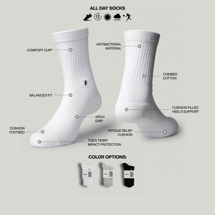 VOTED Socks Kaos Kaki Essential Crew Monokrom