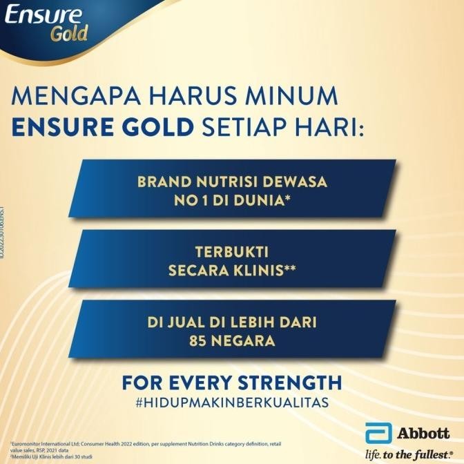 

Ensure Gold HMB Vanila 850 gr Susu Nutrisi Dewasa Rendah Laktosa H24S