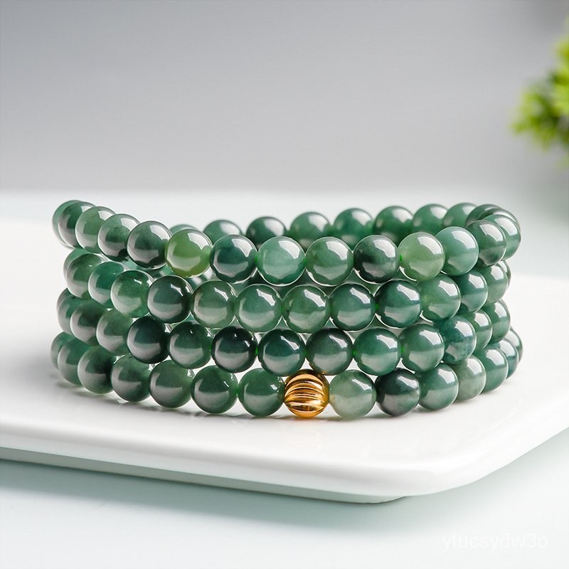 （Dengan Sertifikat）（ytucsydw3o）Barang Asli Alami MyanmarAGiok Jadeite Barang7.5mmMinyak Dalam Hijau 