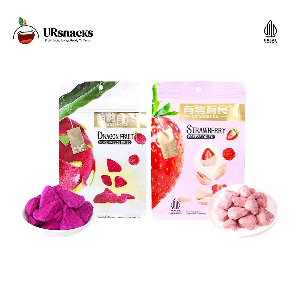 

URSNACKS Bundle Of 2 - Freeze Dried Keripik Sehat Strawberry + Dragon Fruit