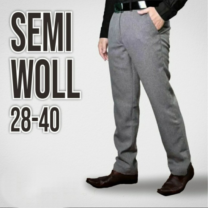 Celana Bahan Kain Wool Slim Fit Pria