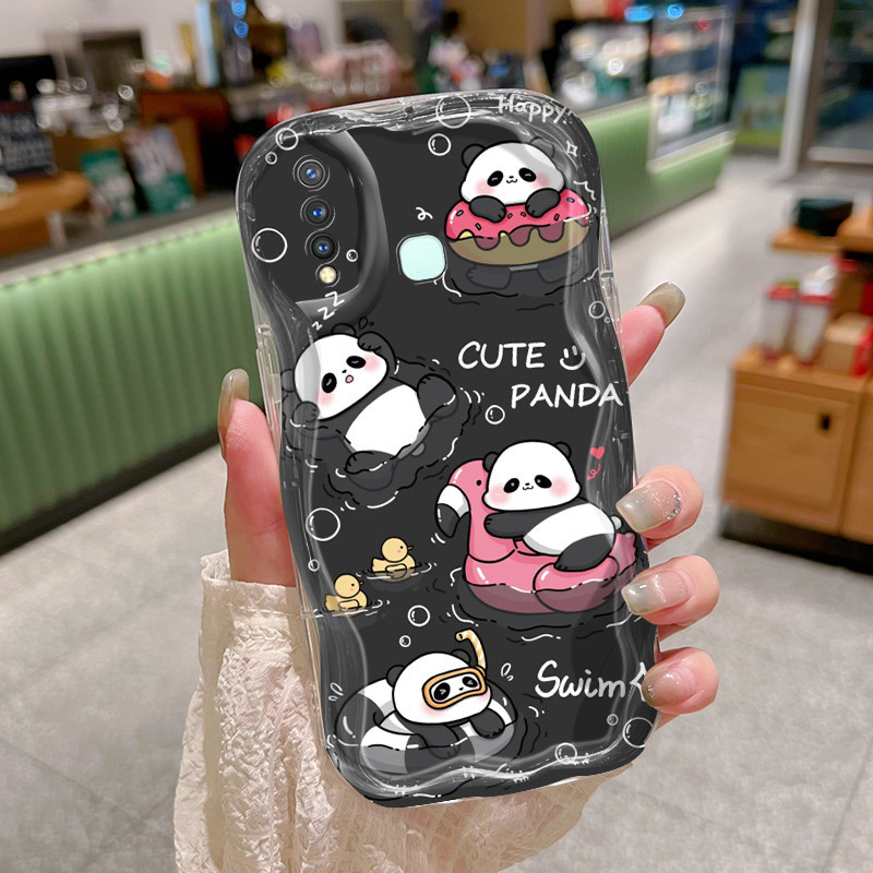 Casing Hp VIVO Y19 VIVO Y5s Case casing lembut baru trendi HP ponsel pola Panda renang Softcase peli