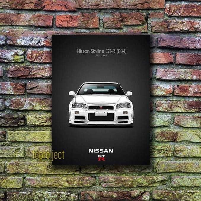 NISSAN SKYLINE GT-R R34 MOBIL POSTER - DEKORASI HIASAN DINDING
