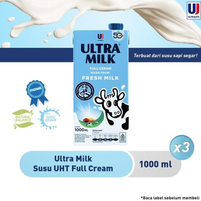 

Ultra Milk Susu UHT Full Cream 1L [Paket isi 3 pcs]