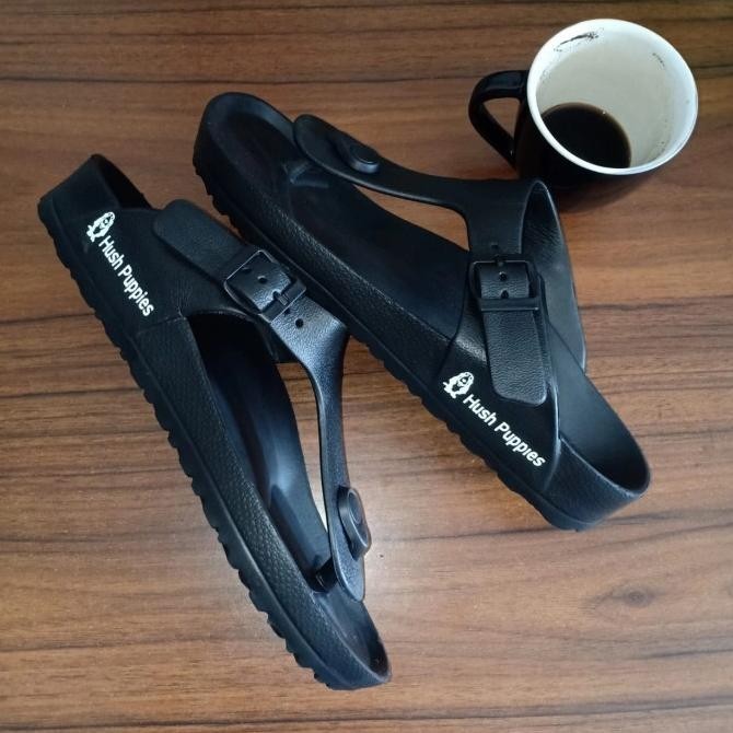 Sandal Jepit Original Pria Wanita Hush Puppies Donald Thong Black Dearpoppy717