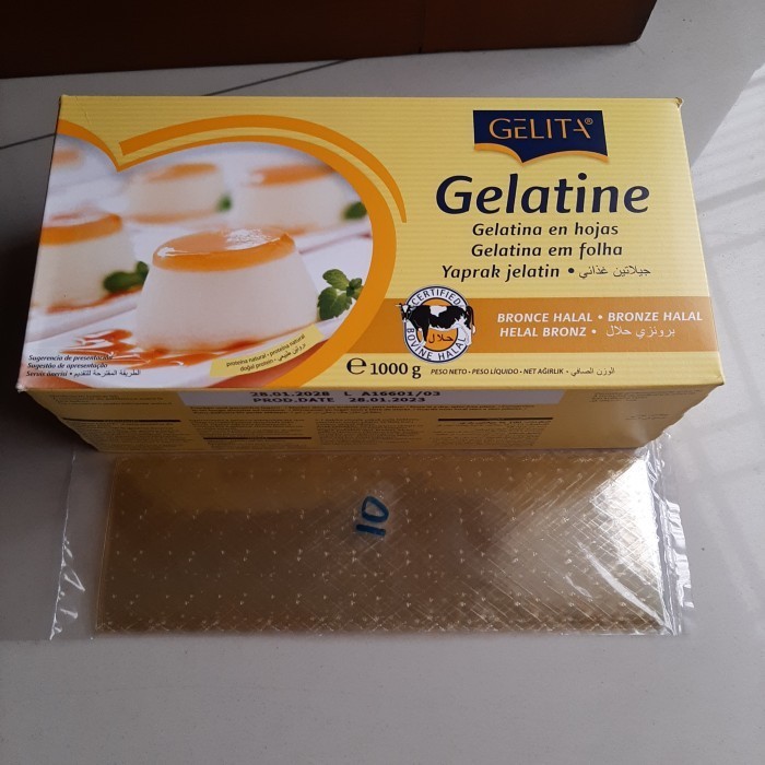 

Terlaris Gelita gelatine sheet (lembar) halal, repacked 10 lembar SALE