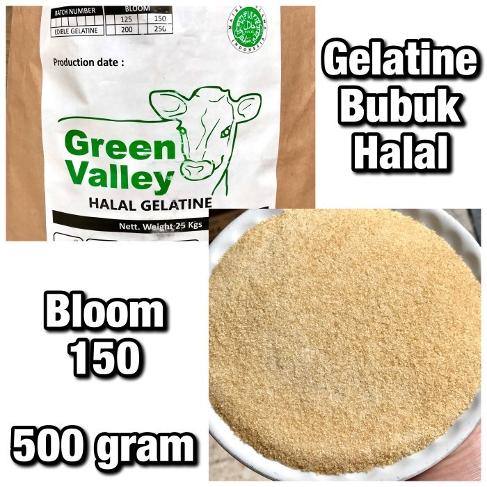 

Terlaris Gelatine Gelatin Bubuk Halal Green Valley 500 gram SALE