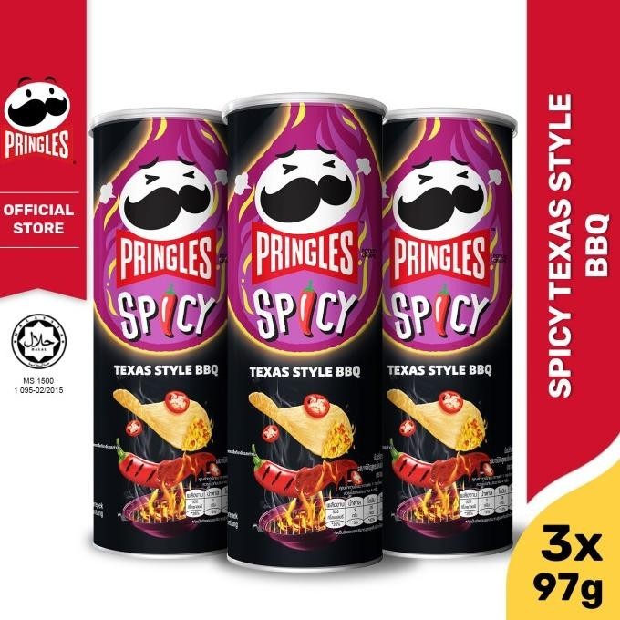 

[BUNDLE 3pcs] Pringles Spicy Texas Style BBQ Keripik 97g