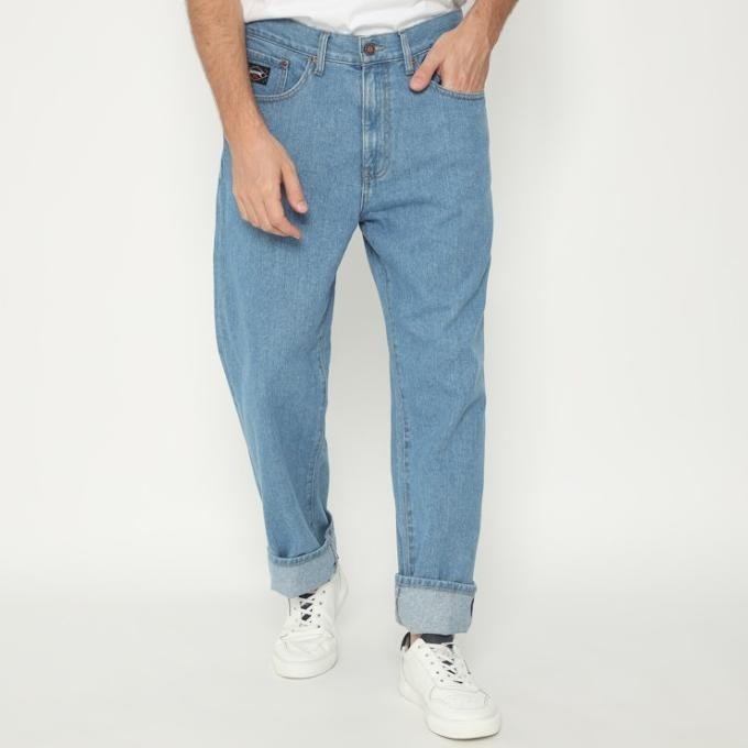 Papperdine 307 Bleach Loose Fit Selvedge Celana Panjang Jeans Pria