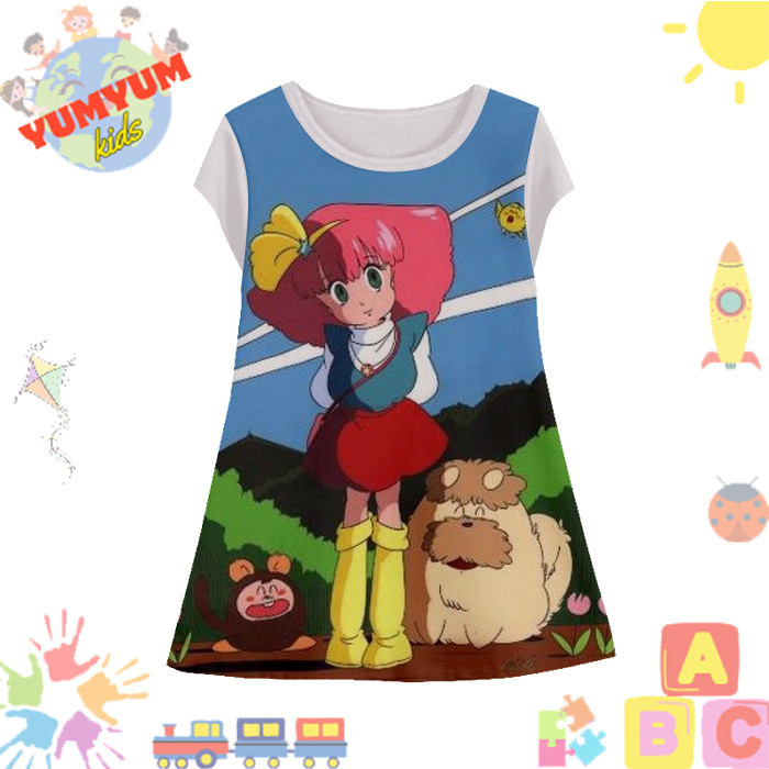 Dress Anak Perempuan Minky Momo v4 Tunik Anak Wanita Film Animasi Kartun Anime Minky Momo 3D Printin