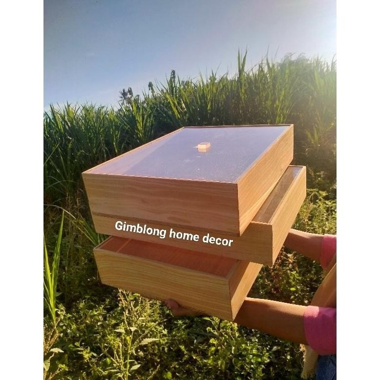 BOX DONAT KAYU | WADAH DONAT | KOTAK DONAT KAYU | TEMPAT DONAT TUTUP AKRILIK