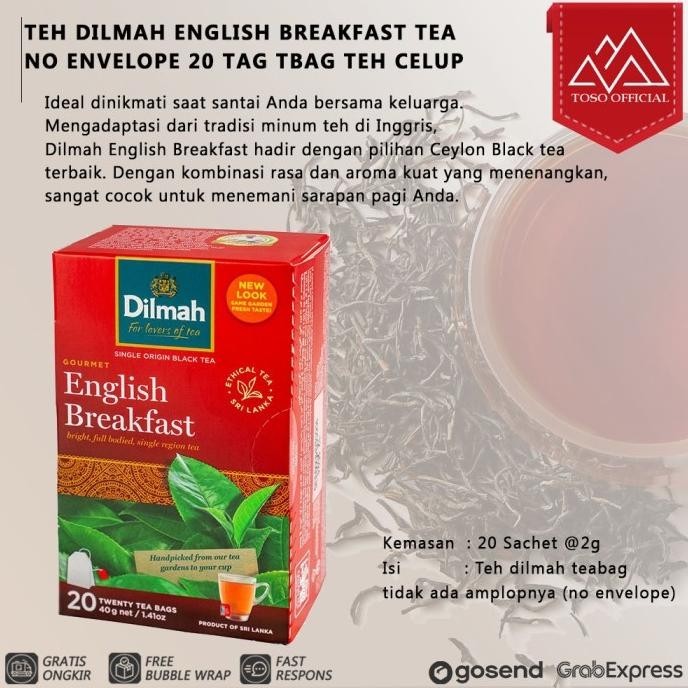 

TEH DILMAH ENGLISH BREAKFAST TEA NO ENVELOPE 20 TAG TBAG TEH CELUP