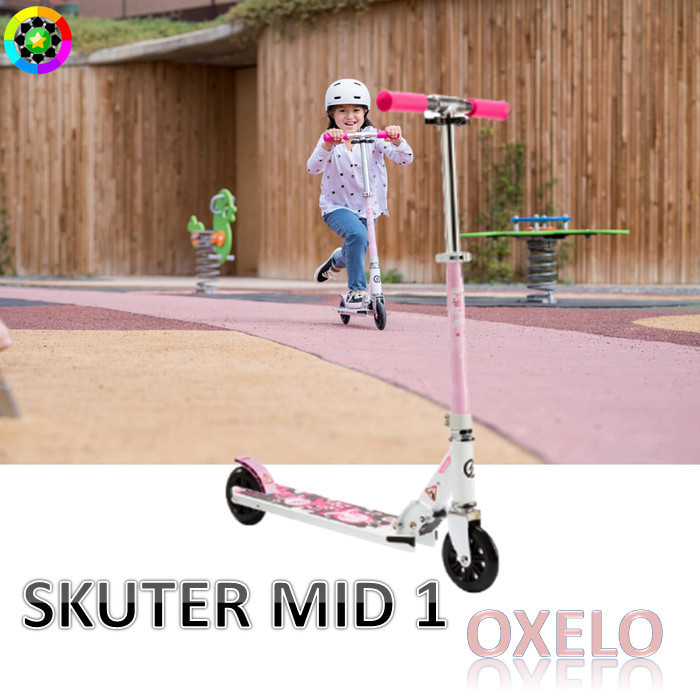 OXELO SKUTER ANAK PEREMPUAN MID1 SCOOTER OTOPED LIPAT ORI - WHITE PINK ORIGINAL BEST QUALITY