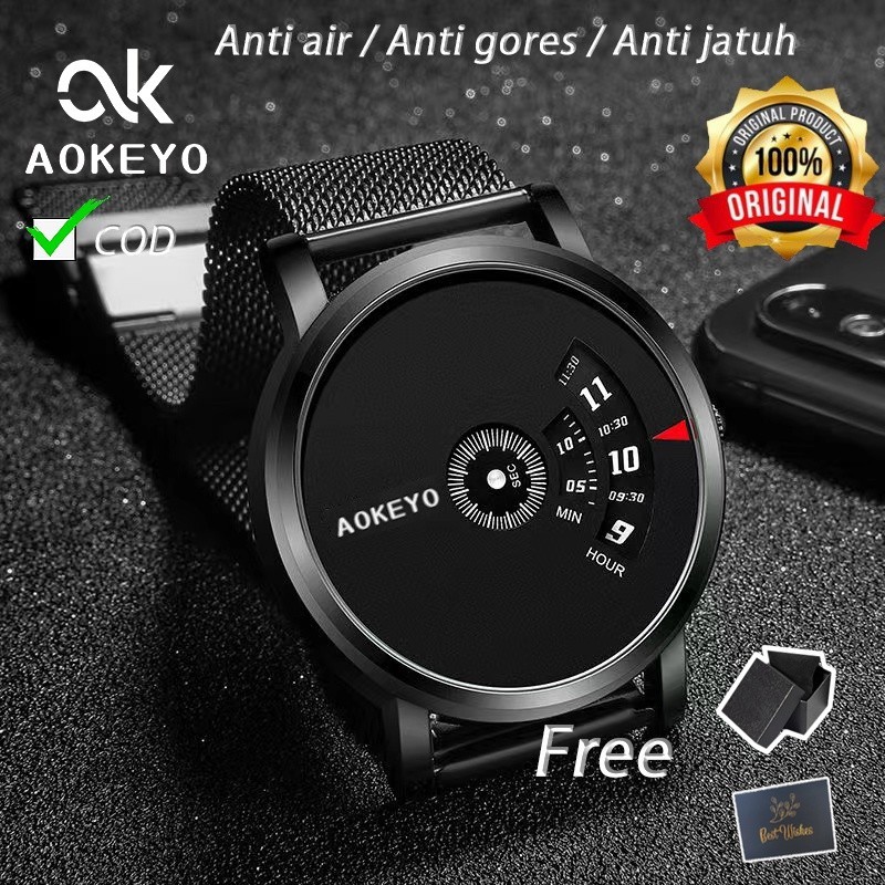 JAM TANGAN KADO // Aokeyo S230 Jam Tangan Pria Anti Air ORI Luxury Bisnis Quartz WatchFree BOX+Kartu