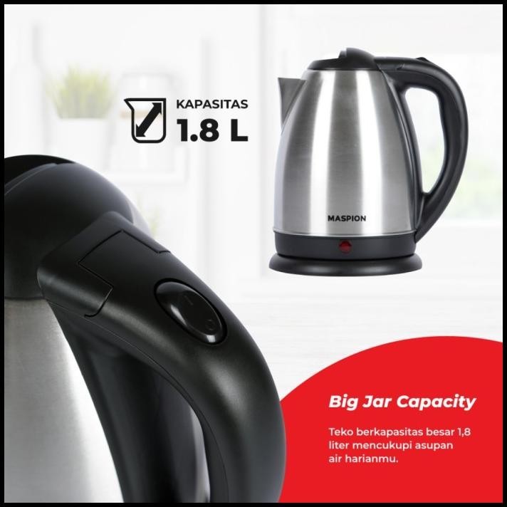 MASPION MEK1802KS - KETTLE LISTRIK 1.8 L 500W-PEMASAK AIR LISTRIK-PEMASAK AIR-TEKO LISTRIK-NEW ARRIV