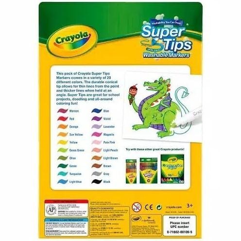 

Supertips Crayola Washable Fineline Marker 20Ct Super