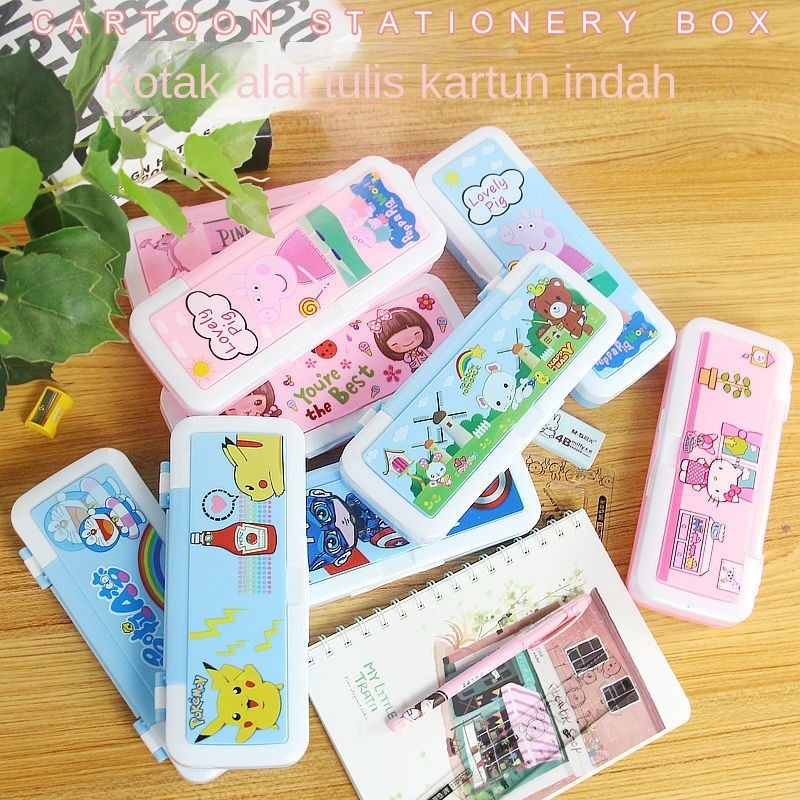 

Kotak Alat Tulis Sekolah Dasar Multi-Layer Kotak Pensil Plastik Kartun