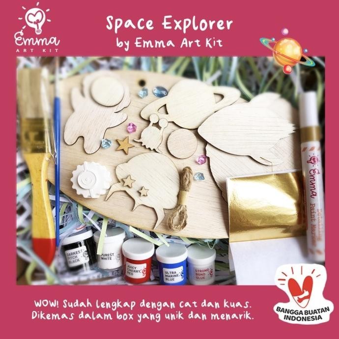 

Emma Art Kit: Space Explorer Wooden Name Plaque. Bonus Gold Marker!