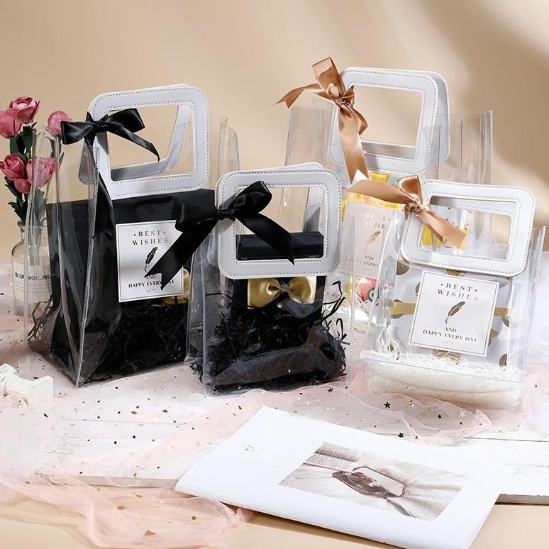 

BISA COD [ GROSIR PER 10 PCS ] Tas Mika PVC Clear Bening Hampers Goodie Bag Premium gfd-6