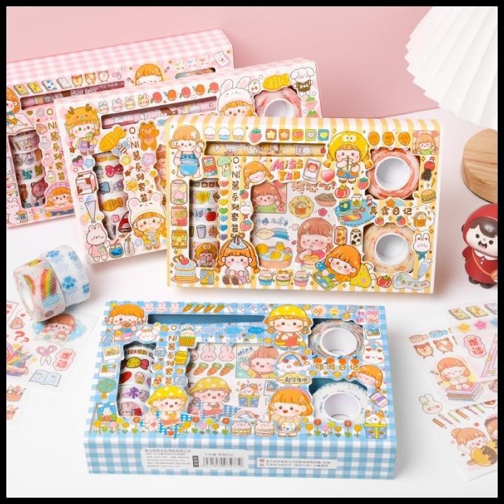 

TERMURAH STIKER 1 SET BOX KARAKTER LUCU + ROLL STIKER + PULPEN CUTTER