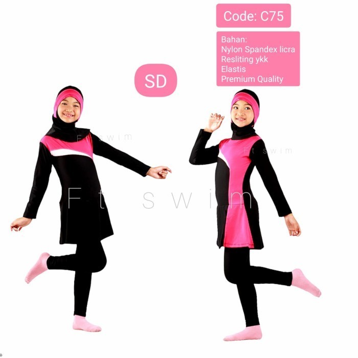 Baju Renang Anak Cewek Muslim Sd/Pakaian Renang Anak Perempuan Muslim