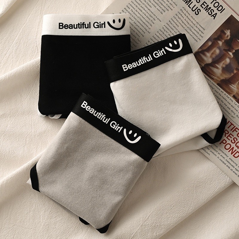 C434 GY CD Celana Dalam Wanita Polos List Hitam Tebal Bahan Katun Nyaman Halus Lembut Ada Extra Bawa