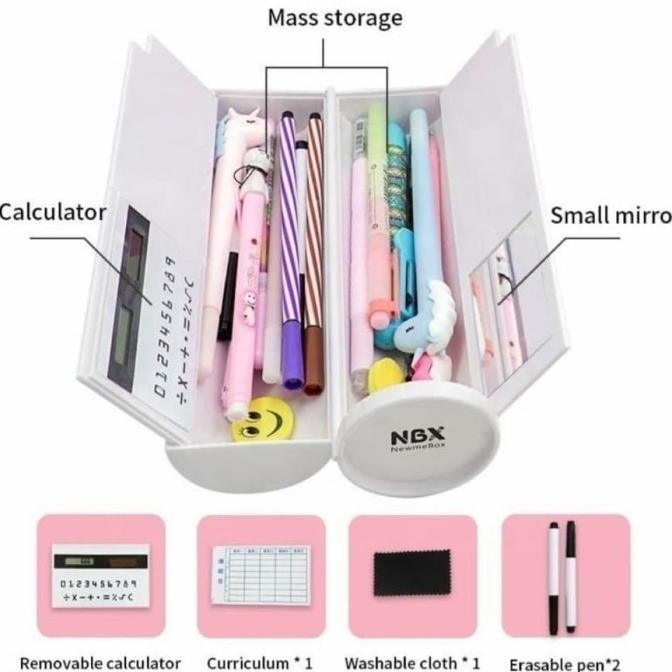 

kotak pensil holder calculator magnetic mirror kaca cermin anak kids LC