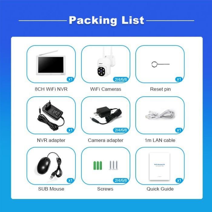 Eyesec Cctv 4Set Wifi Camera Cctv Wireless Nvr Kit Monitor 10Inch Lcd