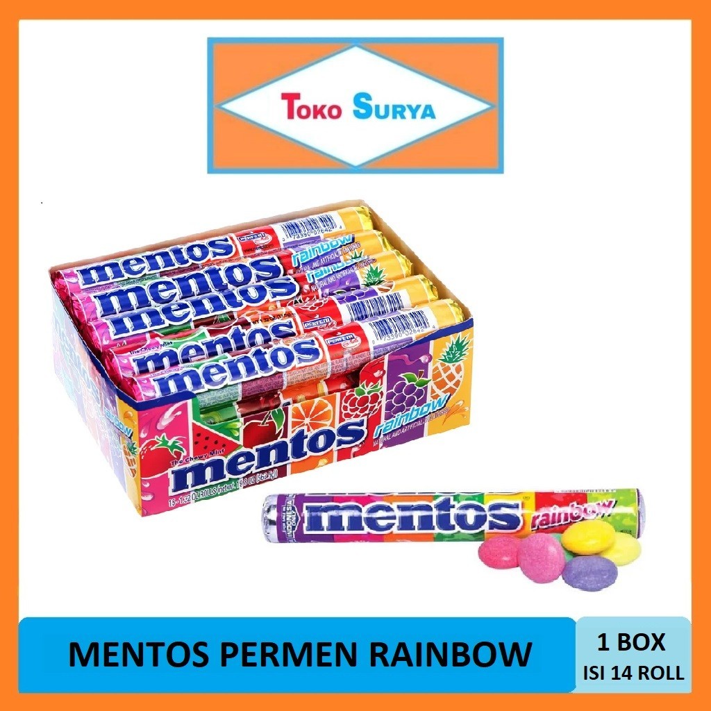 

Permen Mentos Roll Rasa Rainbow / Aneka Buah 1 Box Isi 14 Roll