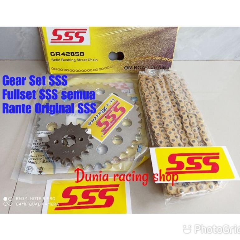 ADF Gear set sss Gir set sss 428 Vixion MX king Ninja R Ninja RR Ninja S CB 150 CBR Tiger Megapro Sa