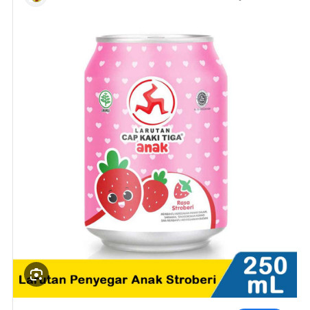 

Larutan Cap Kaki Tiga Anak Stroberi Kaleng Orignal